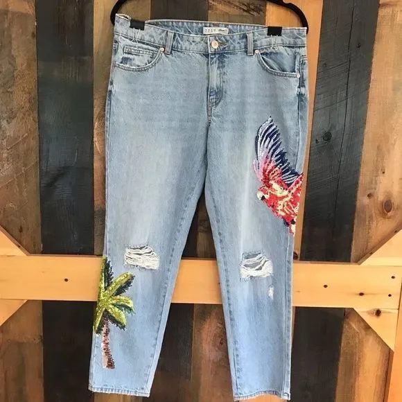 Denim Co Primark distressed jeans with sequins - Picture 1 of 15